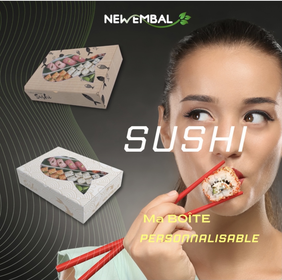 Boîte à sushi personnalisable pour les restaurants les traiteurs, take-away